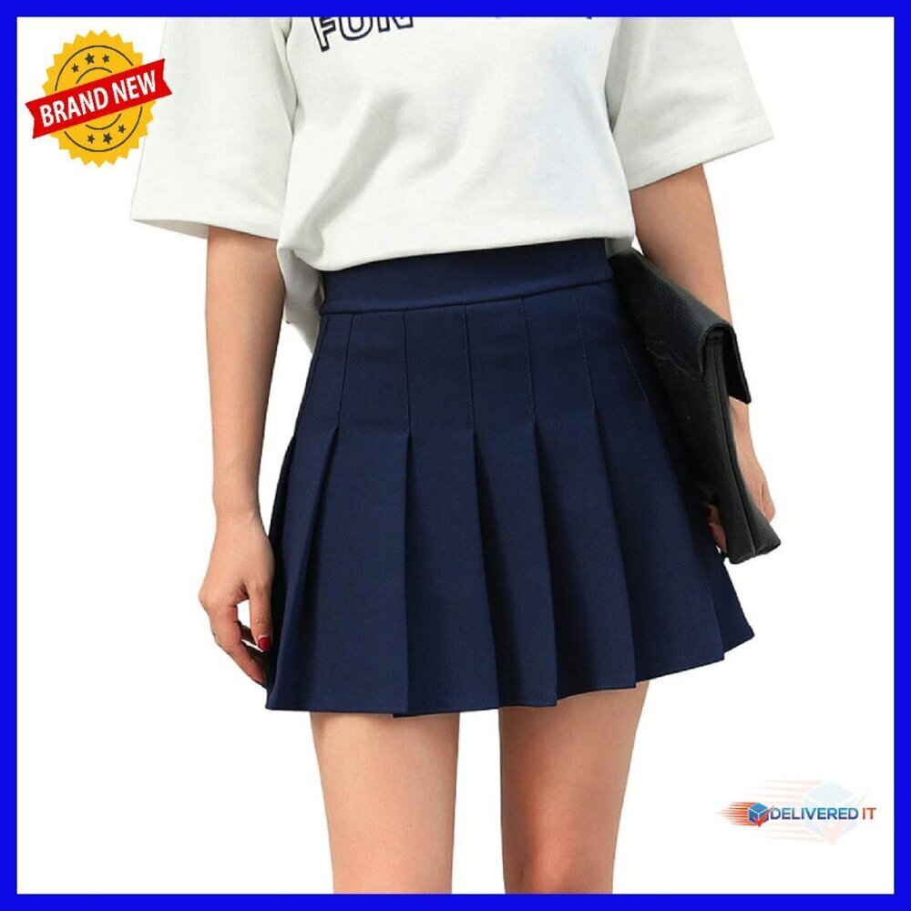 High Waist Pleated Skater Tennis Skirt with Inner Shorts Size 4